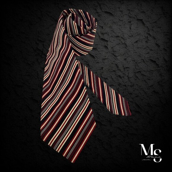 KITON NAPOLI 7Fold Burgundy Striped Silk Tie Made In Italy W  KITON NAPOLI 7Fold Burgundy Striped Silk Tie Made In Italy W:3.9\